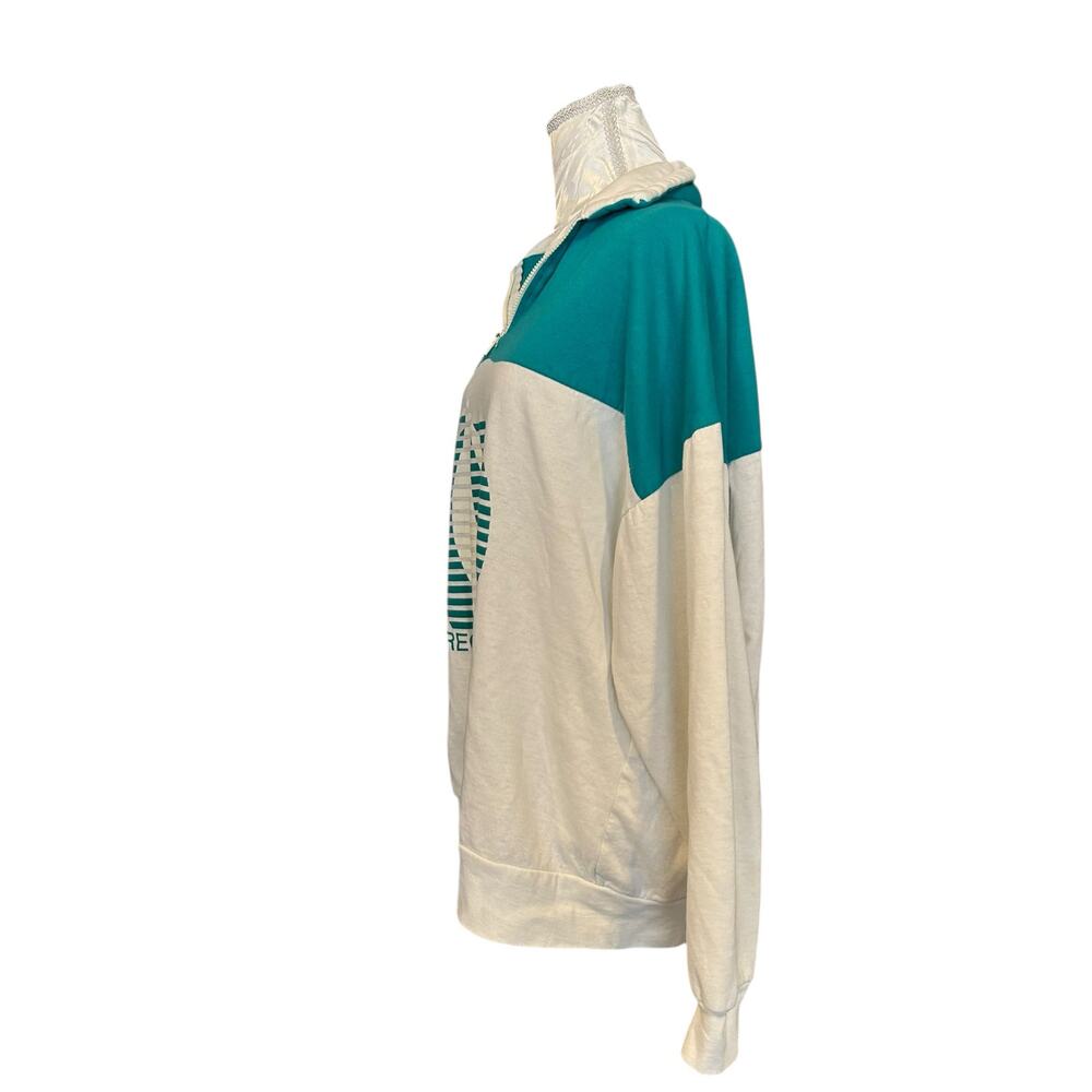 Vintage 80s Green Gray Quarter Zip Top Sz L - Picture 3 of 12